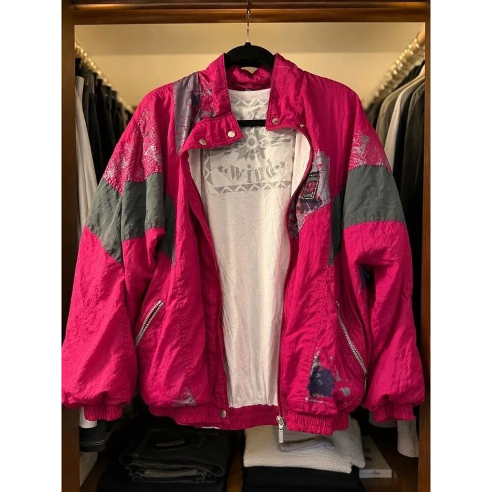 Vintage Silver Wind Colorblock Windbreaker Jacket